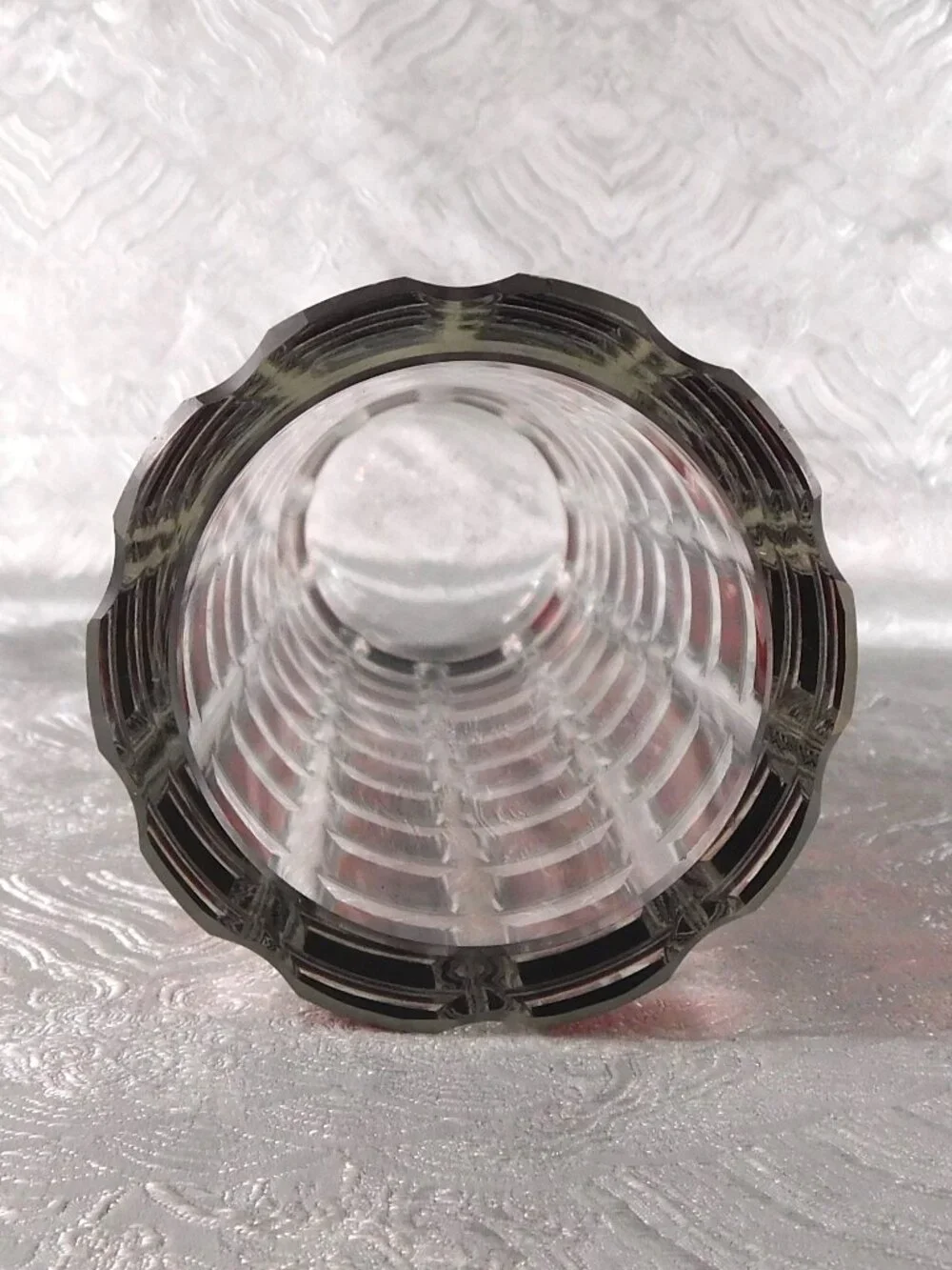 Round Red Cut to Clear Glass Vase # 27666